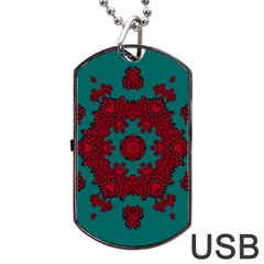 Cherry-blossom Mandala Of Sakura Branches Dog Tag Usb Flash (two Sides) by pepitasart