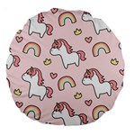 Cute-unicorn-rainbow-seamless-pattern-background Large 18  Premium Round Cushions Front