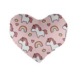 Cute-unicorn-rainbow-seamless-pattern-background Standard 16  Premium Flano Heart Shape Cushions Front