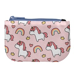 Cute-unicorn-rainbow-seamless-pattern-background Large Coin Purse by Vaneshart