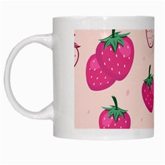 Seamless-strawberry-fruit-pattern-background White Mugs by Vaneshart