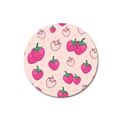 Seamless-strawberry-fruit-pattern-background Magnet 3  (round) by Vaneshart