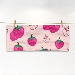 Seamless-strawberry-fruit-pattern-background Hand Towel by Vaneshart