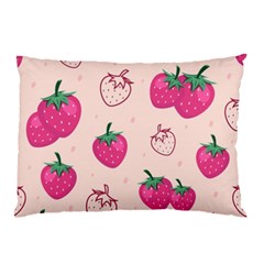 Seamless-strawberry-fruit-pattern-background Pillow Case by Vaneshart