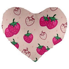 Seamless-strawberry-fruit-pattern-background Large 19  Premium Heart Shape Cushions by Vaneshart