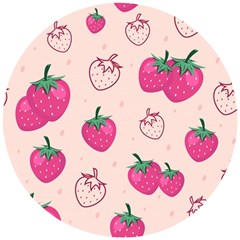 Seamless-strawberry-fruit-pattern-background Wooden Puzzle Round by Vaneshart