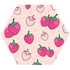 Seamless-strawberry-fruit-pattern-background Wooden Puzzle Hexagon by Vaneshart