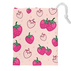 Seamless-strawberry-fruit-pattern-background Drawstring Pouch (4xl) by Vaneshart