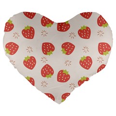 Strawberries-pattern-design Large 19  Premium Heart Shape Cushions by Vaneshart