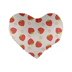 Strawberries-pattern-design Standard 16  Premium Flano Heart Shape Cushions by Vaneshart