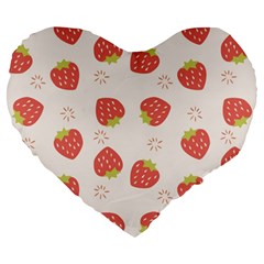 Strawberries-pattern-design Large 19  Premium Flano Heart Shape Cushions by Vaneshart