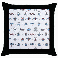 Insects-icons-square-seamless-pattern Throw Pillow Case (black) by Vaneshart