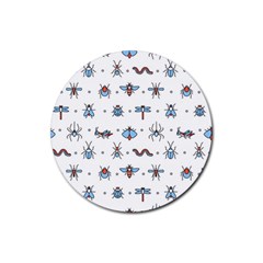 Insects-icons-square-seamless-pattern Rubber Round Coaster (4 Pack)  by Vaneshart