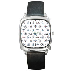 Insects-icons-square-seamless-pattern Square Metal Watch by Vaneshart