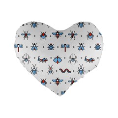 Insects-icons-square-seamless-pattern Standard 16  Premium Heart Shape Cushions by Vaneshart