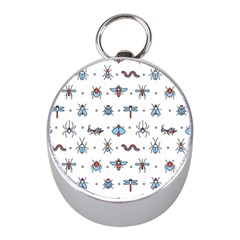 Insects-icons-square-seamless-pattern Mini Silver Compasses