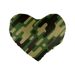 Camouflage-pattern-background Standard 16  Premium Heart Shape Cushions by Vaneshart