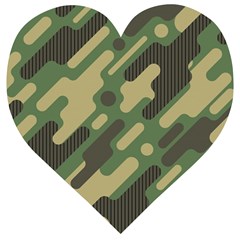 Camouflage-pattern-background Wooden Puzzle Heart by Vaneshart