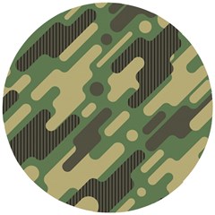 Camouflage-pattern-background Wooden Puzzle Round by Vaneshart