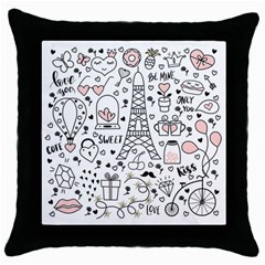 Big-collection-with-hand-drawn-objects-valentines-day Throw Pillow Case (Black)