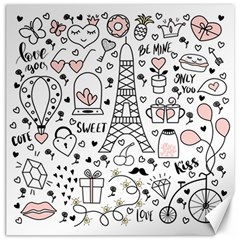 Big-collection-with-hand-drawn-objects-valentines-day Canvas 16  X 16  by Vaneshart