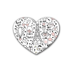 Big-collection-with-hand-drawn-objects-valentines-day Rubber Coaster (heart)  by Vaneshart