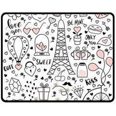 Big-collection-with-hand-drawn-objects-valentines-day Fleece Blanket (Medium) 