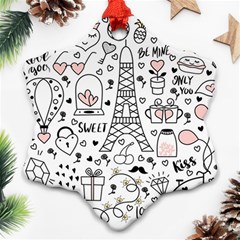 Big-collection-with-hand-drawn-objects-valentines-day Snowflake Ornament (Two Sides)