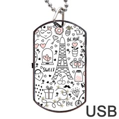 Big-collection-with-hand-drawn-objects-valentines-day Dog Tag USB Flash (One Side)