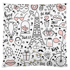 Big-collection-with-hand-drawn-objects-valentines-day Large Cushion Case (two Sides) by Vaneshart