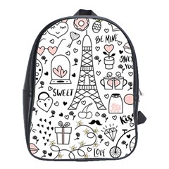 Big-collection-with-hand-drawn-objects-valentines-day School Bag (XL)