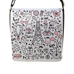 Big-collection-with-hand-drawn-objects-valentines-day Flap Closure Messenger Bag (L)