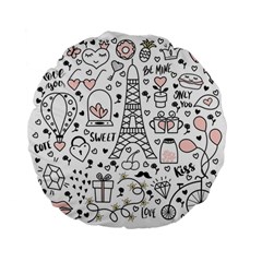 Big-collection-with-hand-drawn-objects-valentines-day Standard 15  Premium Flano Round Cushions