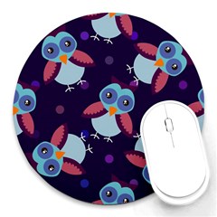 Owl-pattern-background Round Mousepads by Vaneshart