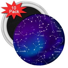 Realistic-night-sky-poster-with-constellations 3  Magnets (10 Pack)  by Vaneshart