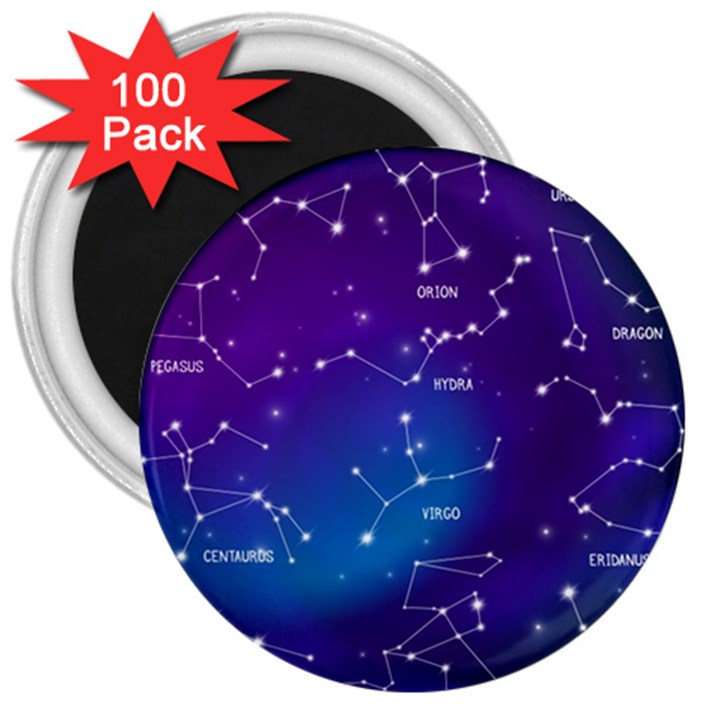 Realistic-night-sky-poster-with-constellations 3  Magnets (100 pack)