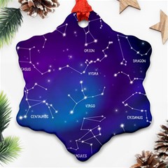 Realistic-night-sky-poster-with-constellations Snowflake Ornament (two Sides) by Vaneshart