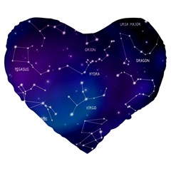 Realistic-night-sky-poster-with-constellations Large 19  Premium Heart Shape Cushions by Vaneshart