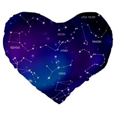 Realistic-night-sky-poster-with-constellations Large 19  Premium Flano Heart Shape Cushions by Vaneshart