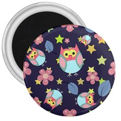 Owl Stars Pattern Background 3  Magnets by Vaneshart