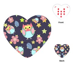 Owl Stars Pattern Background Playing Cards Single Design (heart) by Vaneshart