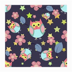 Owl Stars Pattern Background Medium Glasses Cloth (2 Sides) by Vaneshart