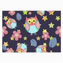 Owl Stars Pattern Background Large Glasses Cloth by Vaneshart