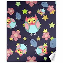 Owl Stars Pattern Background Canvas 11  X 14  by Vaneshart