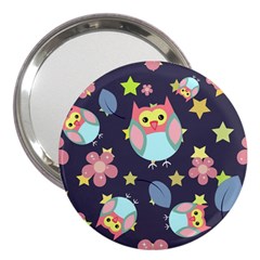 Owl Stars Pattern Background 3  Handbag Mirrors