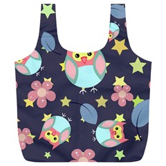 Owl Stars Pattern Background Full Print Recycle Bag (xl) by Vaneshart