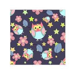 Owl Stars Pattern Background Small Satin Scarf (square) by Vaneshart