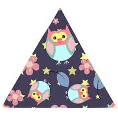 Owl Stars Pattern Background Wooden Puzzle Triangle by Vaneshart