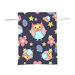 Owl stars pattern background Lightweight Drawstring Pouch (L) Front