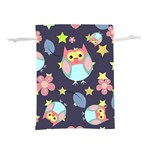 Owl stars pattern background Lightweight Drawstring Pouch (L) Back